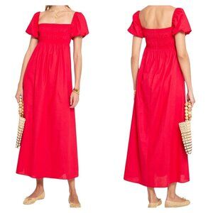 Kourt Laing Red Puff Sleeve Midi Dress Size Small NWT